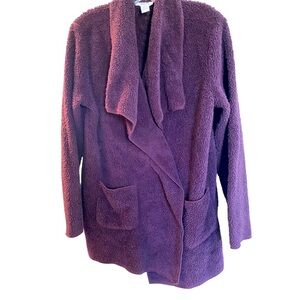Cozy Purple Womens plush jacket open cardigan style perfect for cool mornings M